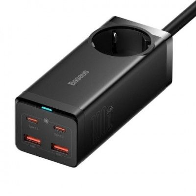 Carregador Carregamento Rpido 100W Gan3 Pro Dual Usb-C/Usb-A Preto + Tomada AC